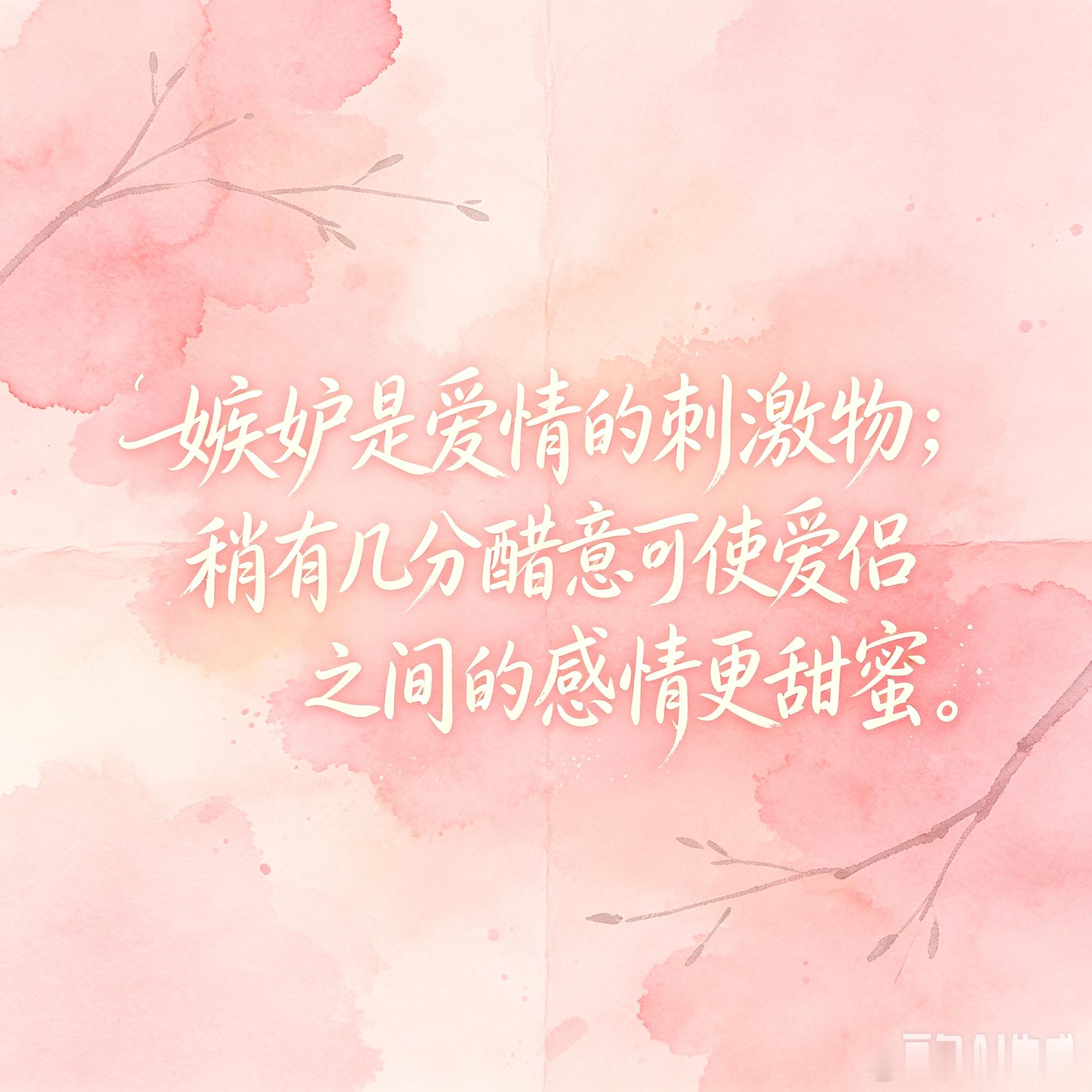 嫉妒是爱情的刺激物；稍有几分醋意可使爱侣之间的感情更甜蜜。——哈里逊 