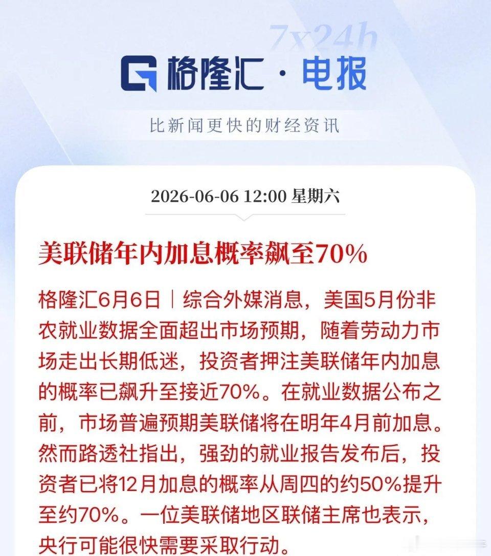 概率飙升至70%！市场押注美联储12月加息概率飙升，如果美联储“加息”，率先扛不