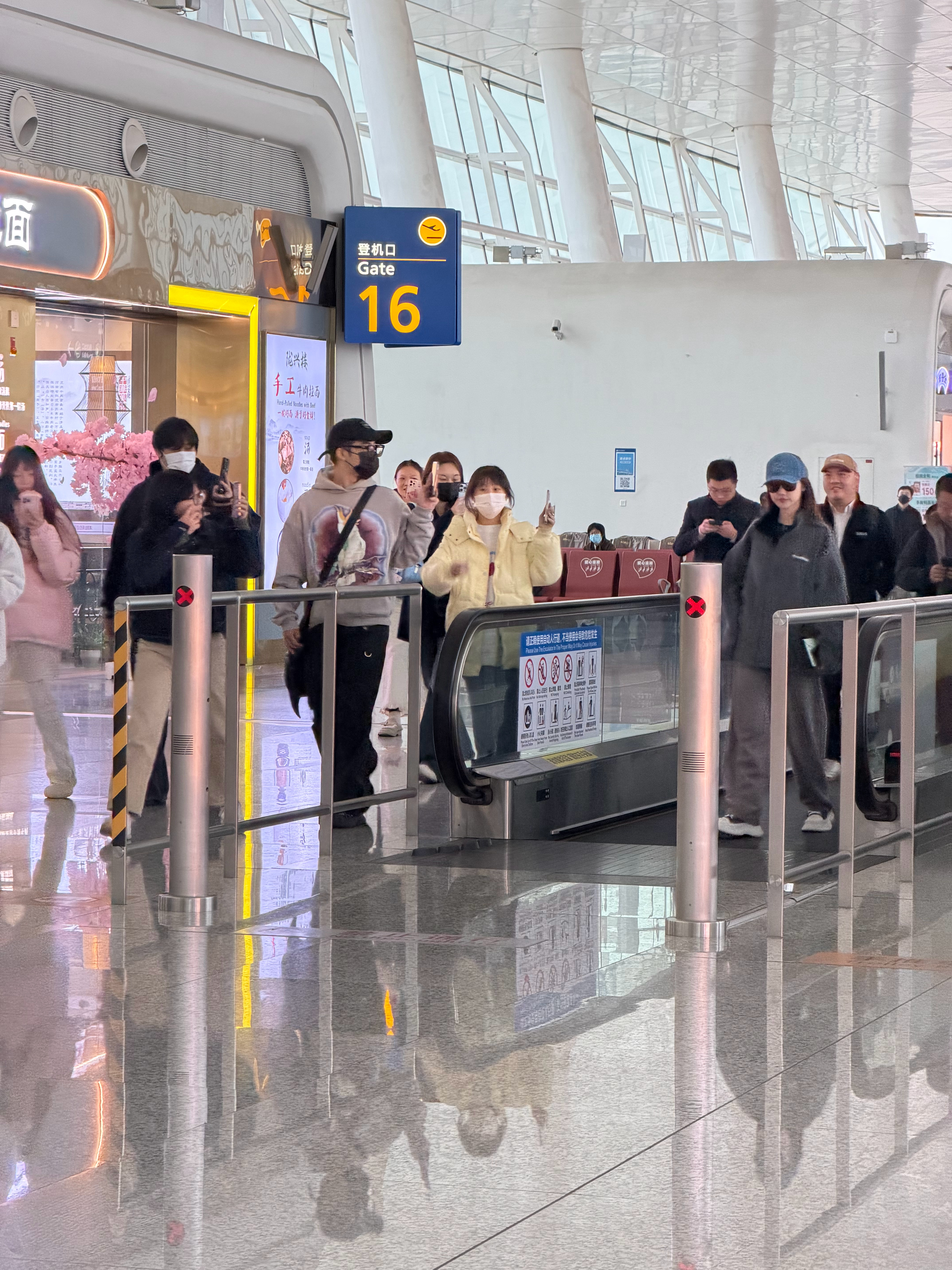 飞机上有至少40个追星的，好像是拍女团的几个人，落地后每个女团成员分配七八个跟拍