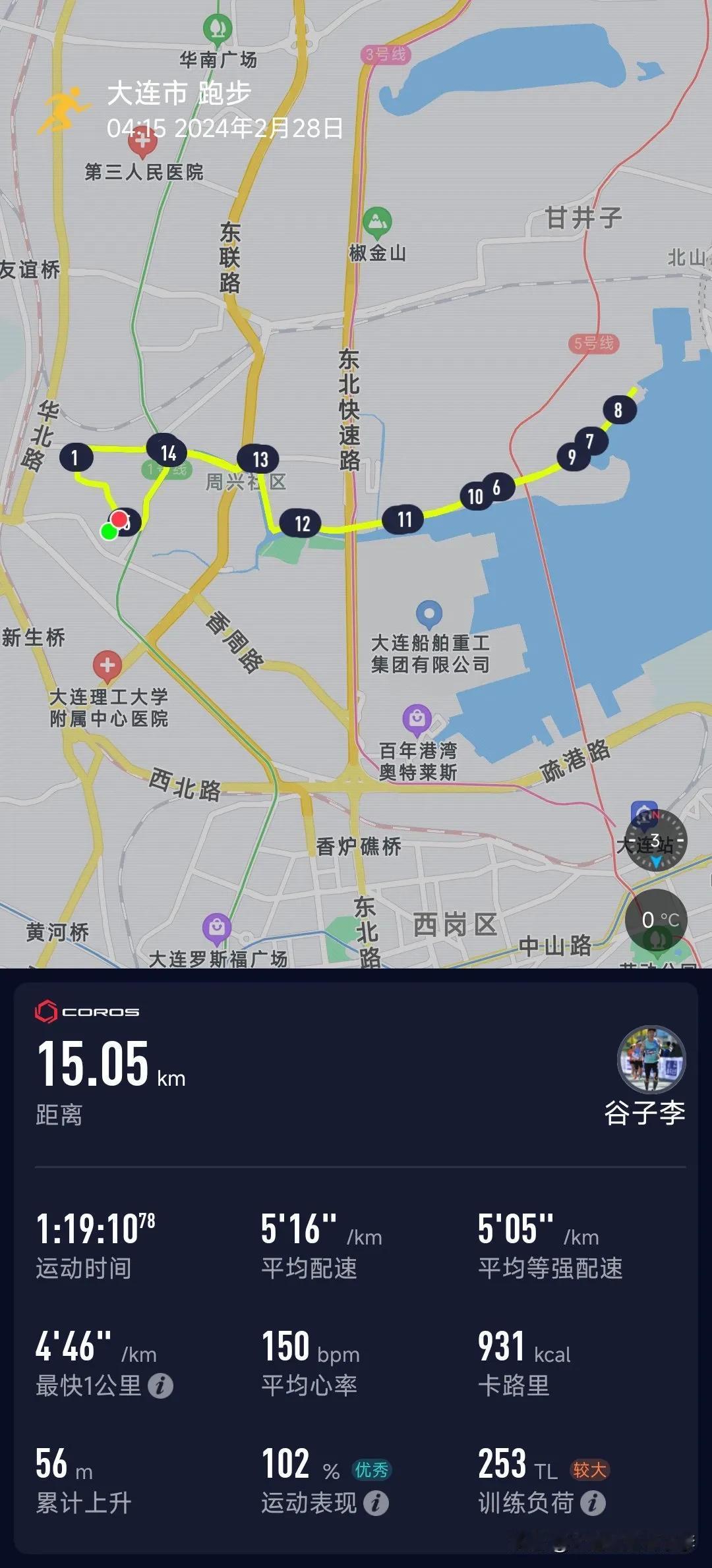平凡的生活也值得认真经营！
3:40起床，4:15开跑，5分16配速，打卡15公