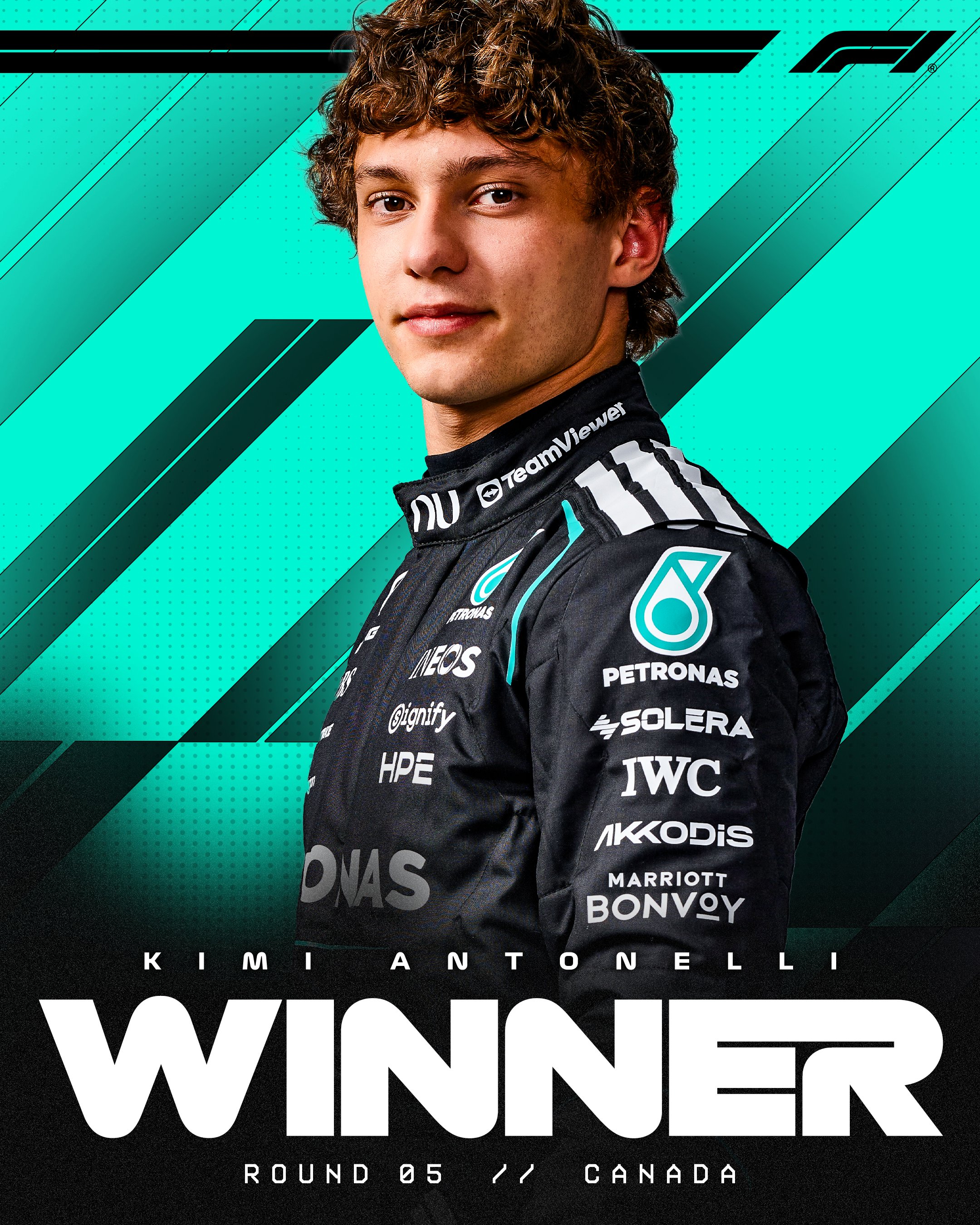 安德里亚·基米·安东内利赢得F1加拿大大奖赛正赛冠军！F1历史上首位职业生涯第一
