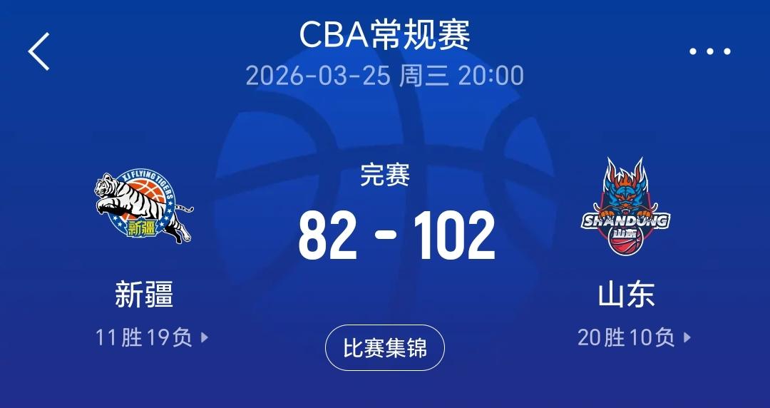 昨晚的CBA赛场，山东男篮以20分的优势大胜新疆队，取得三连胜，山东队7人得分上