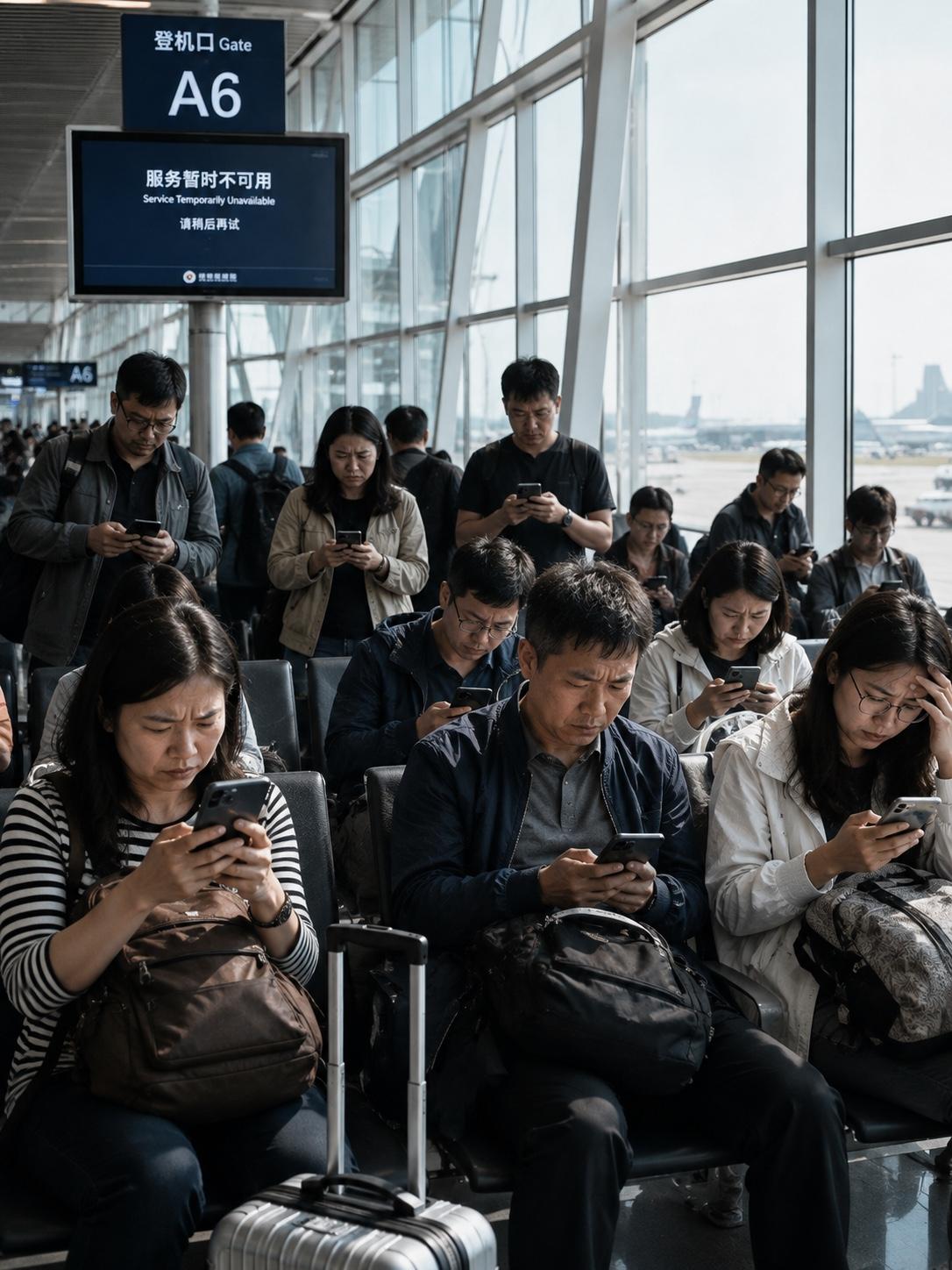 航旅纵横App崩溃。
段落间空一行，手机端14行内显示完整

今天下午杭州机场，