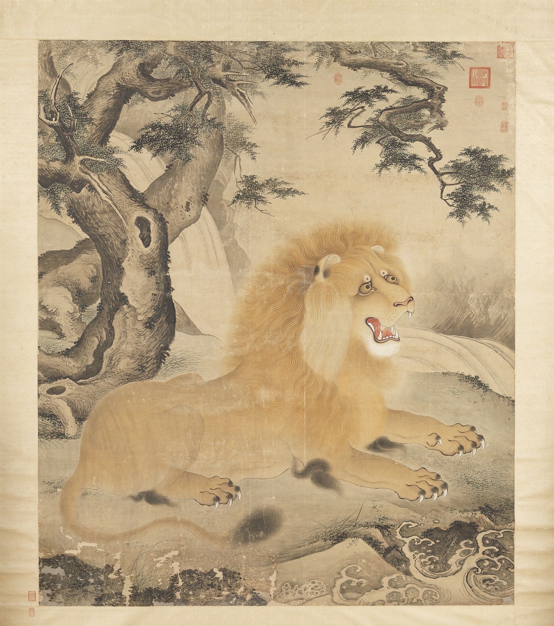 台北故宫收藏的明代画家绘制《狻猊》 
