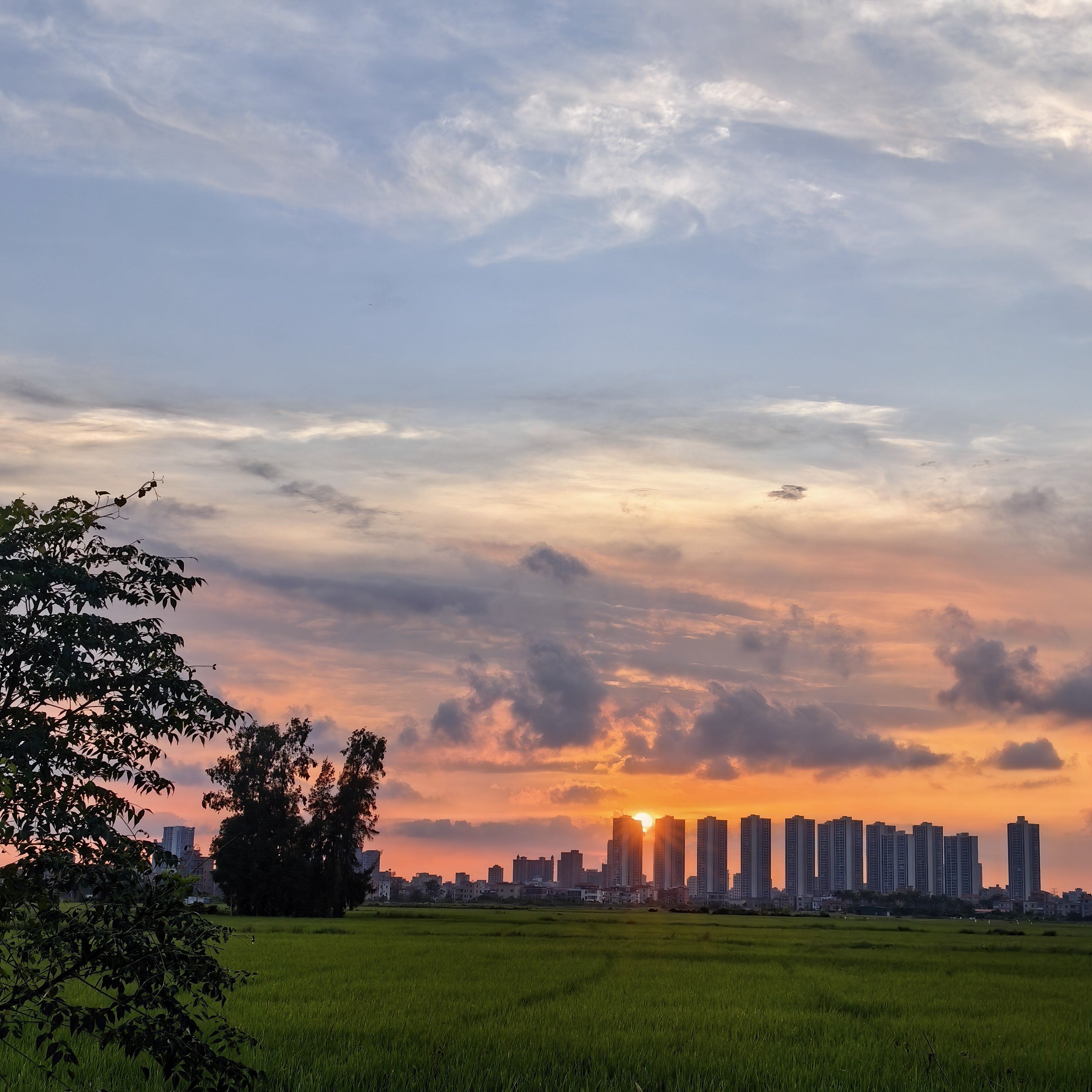 老家的落日余晖太靓了，必须停车来几张美美的[嘻嘻]湛江[超话] ​​​