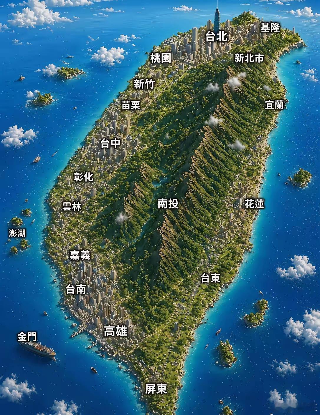 这样看台湾省的城市分布就可以一清二楚了。 