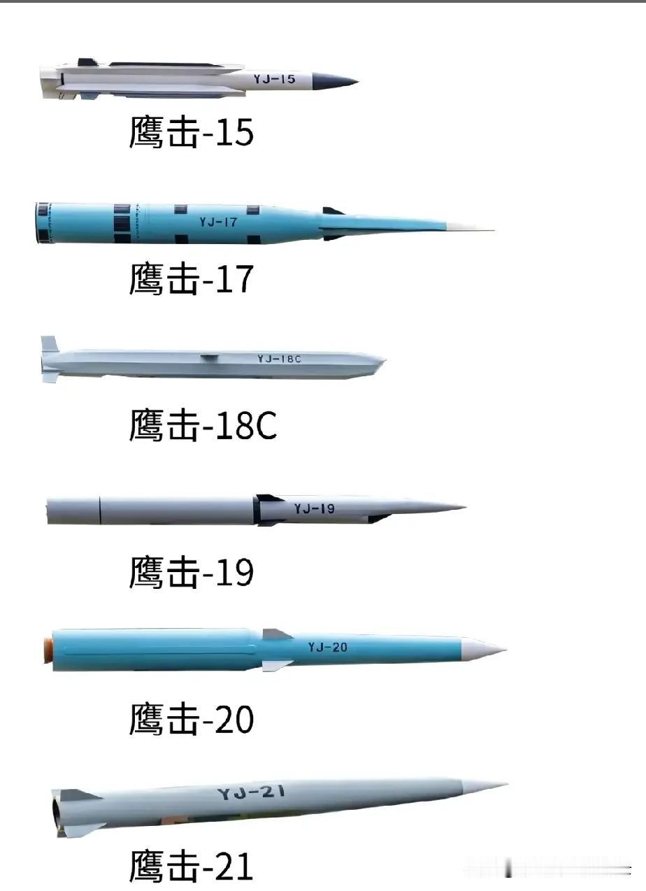 鹰击-15、鹰击-17、鹰击-18C、鹰击-19、鹰击-20、鹰击-21——六个
