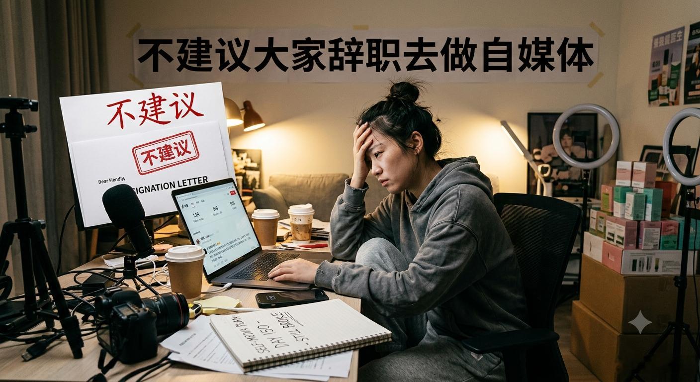 不建议大家辞职去做自媒体真的劝大家一句：千万别冲动。很多人看着别人做自媒体轻松赚