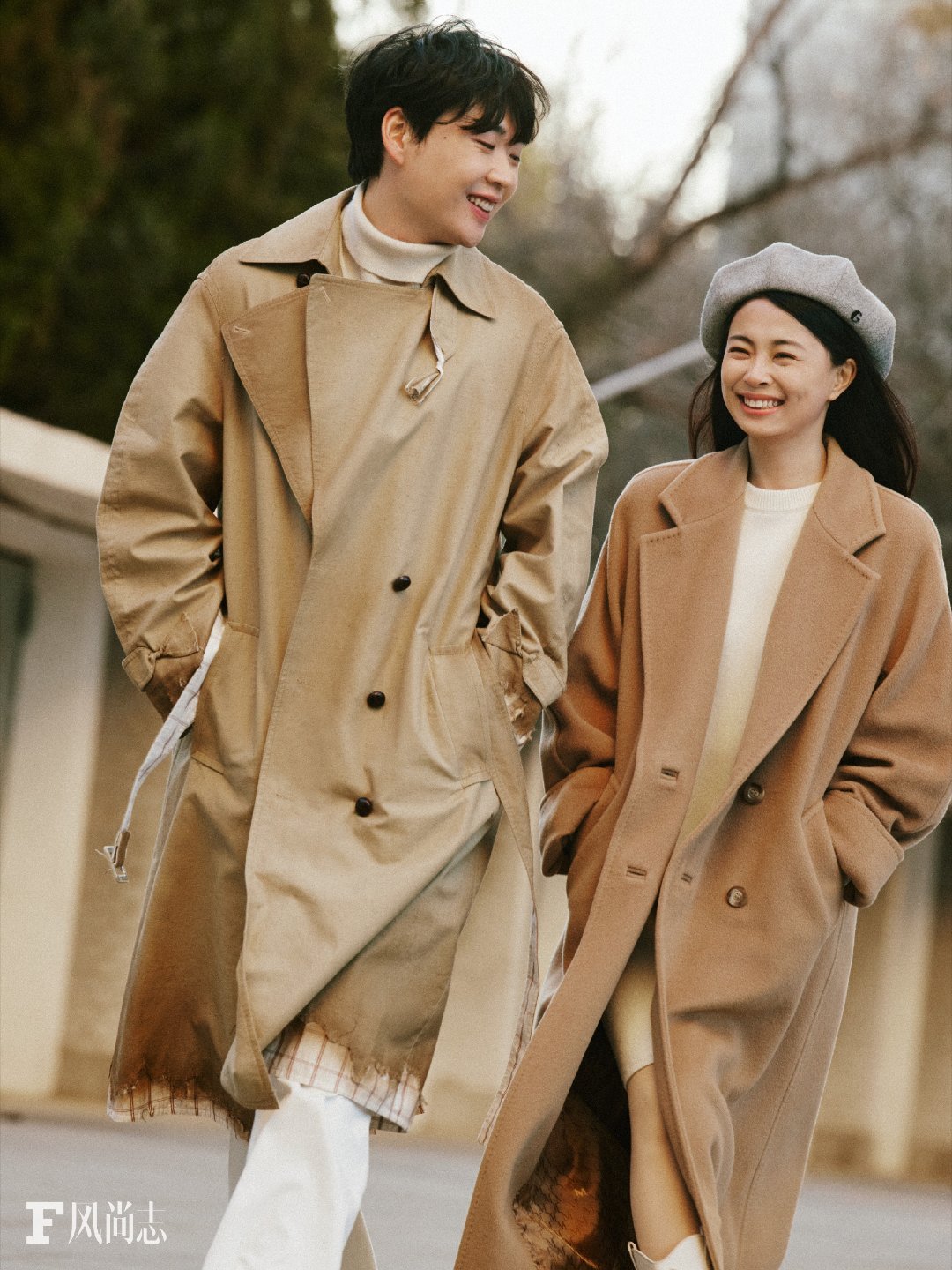 王男王广的双人首封选在《风尚志》很有意义，镜头下的他们穿搭简约却不失设计感，眼神