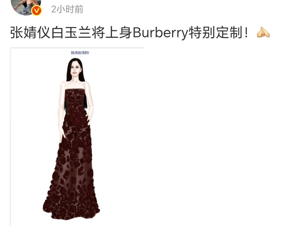 时尚博主说张婧仪今晚白玉兰穿的巴宝莉特别定制说实话，待遇挺好 