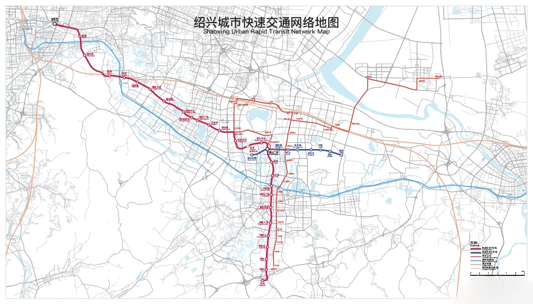 绍兴城市快速交通网络地图