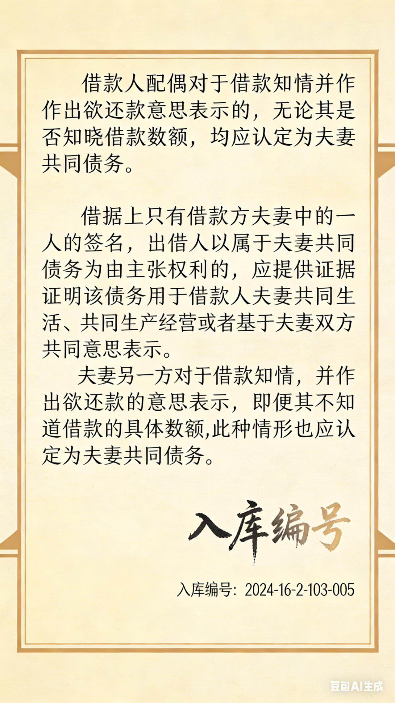 借款人配偶对于借款知情并作出欲还款意思表示的，无论其是否知晓借款数额，均应认定为