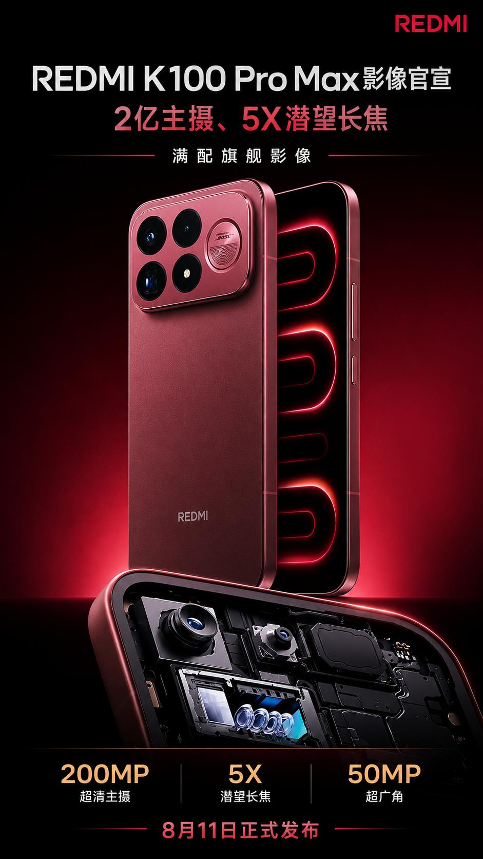 REDMI K100 Pro Max最近曝光了：配置是2亿像素+5倍潜望镜头。说