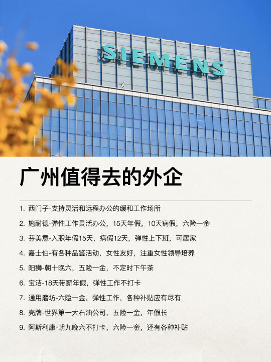 广州这些外企还是很香的