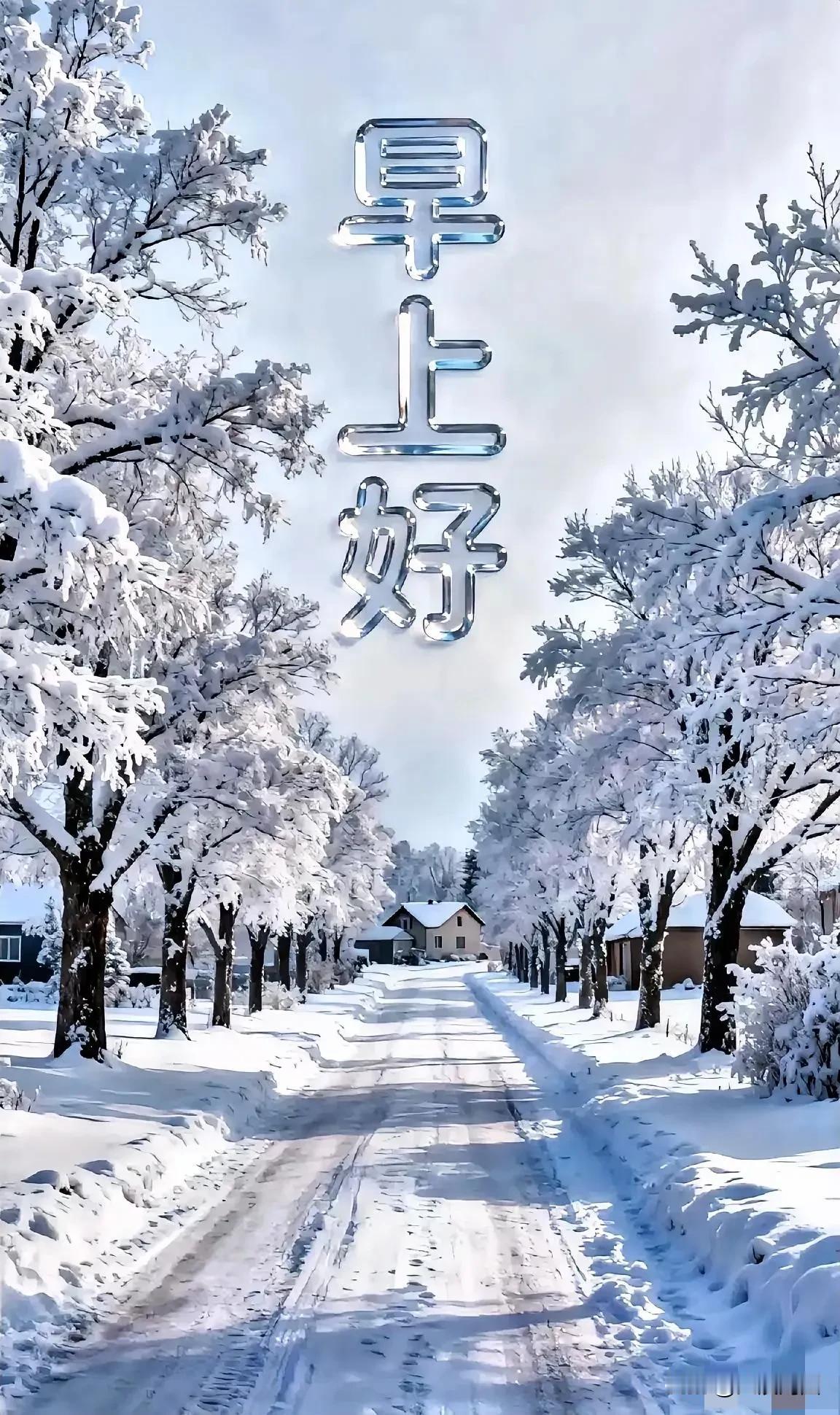冬日清晨，雪中漫步，愿你早安好！🌨️🍃