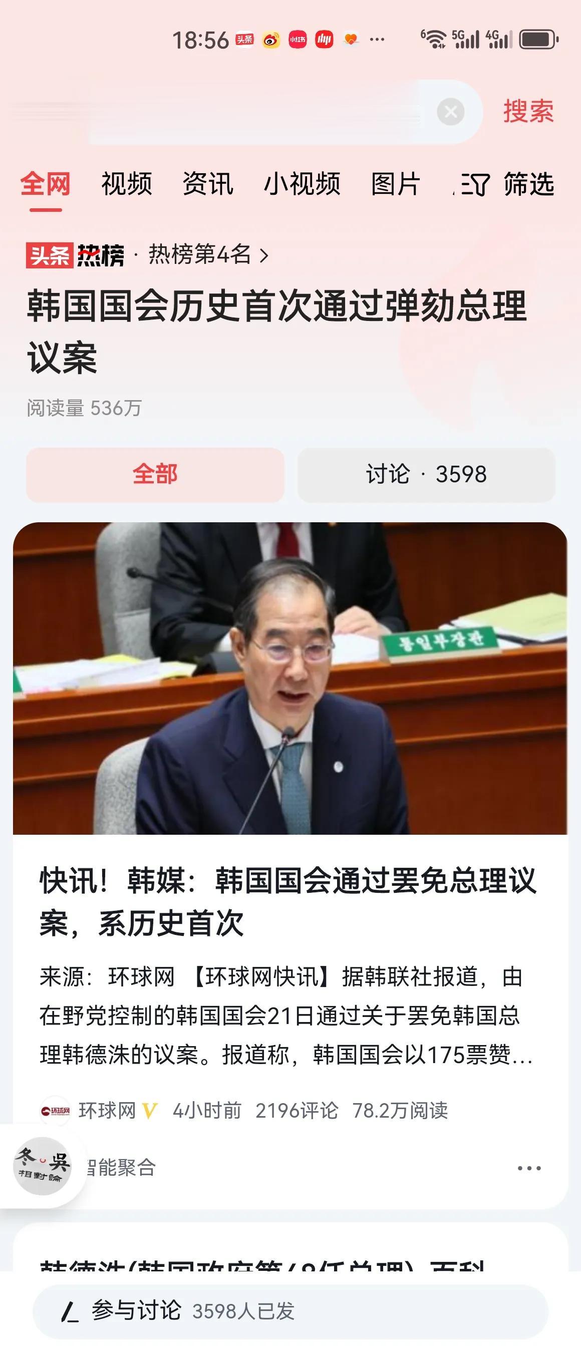 #韩国国会历史首次通过弹劾总理议案#伤害性不大，侮辱性极强。

据韩联社报道，由
