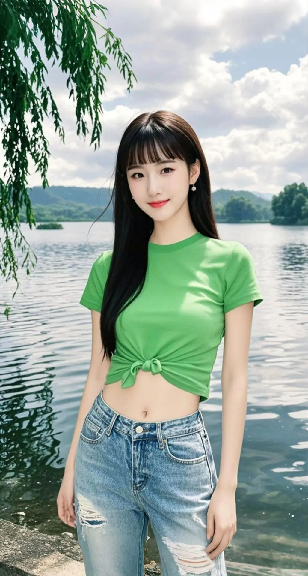 AI扩图 AI湖畔绿影