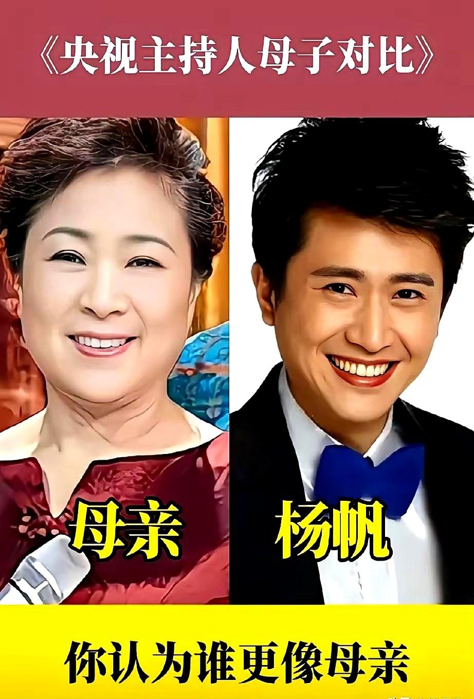 5位央视主持人和妈妈的合影一出来，很多人第一眼都在比“像谁”。
杨帆那股明朗劲儿