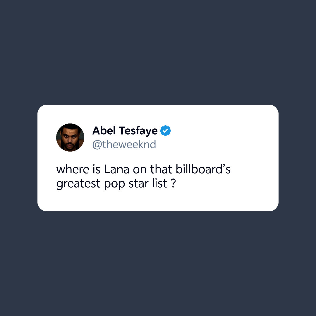 盆栽The Weekend为打雷姐Lana Del Rey抱不平！盆栽发布推文质