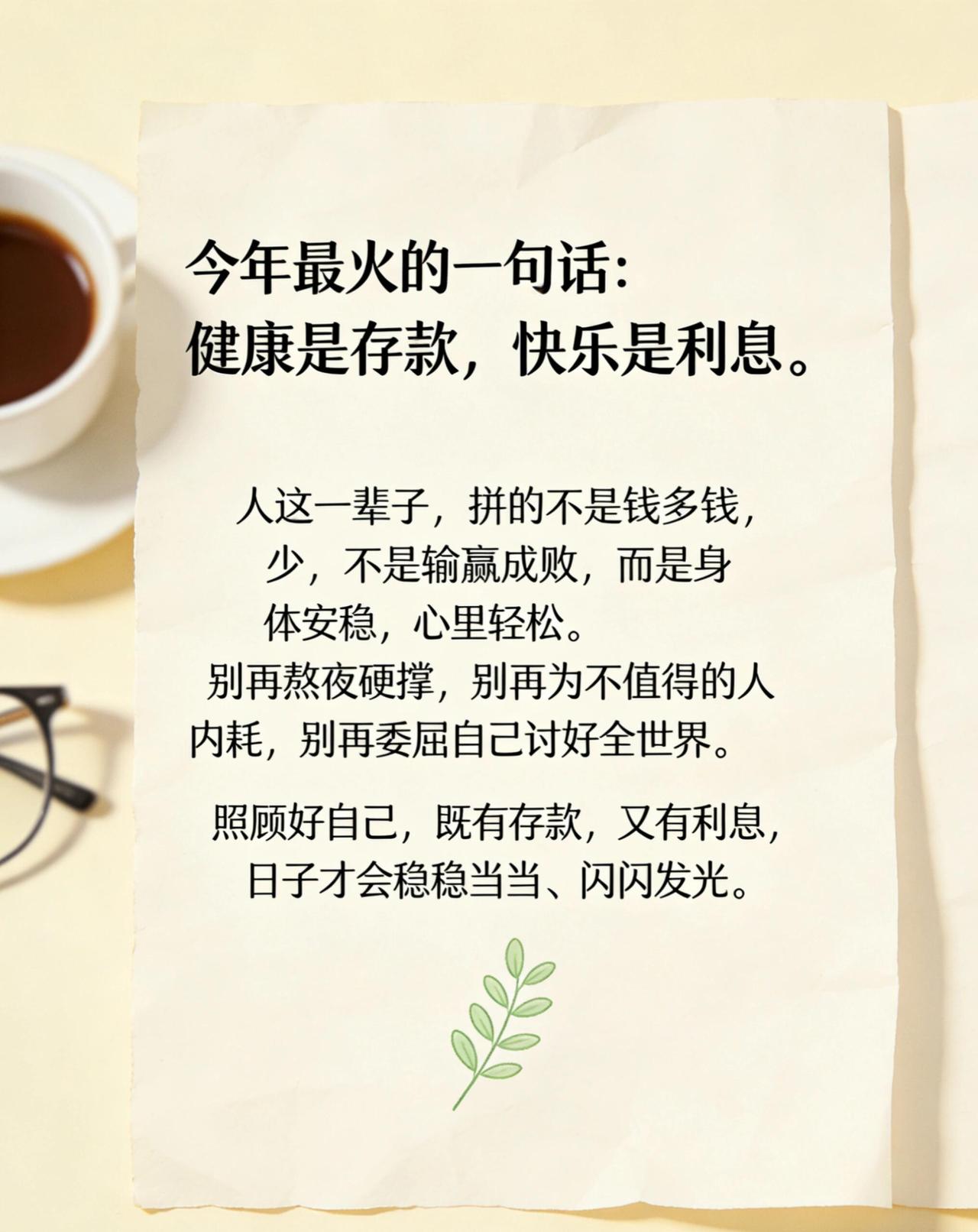 人的一生最大的财富是什么?人这一生最大的财富，就四样
 
1. 健康的身体
 