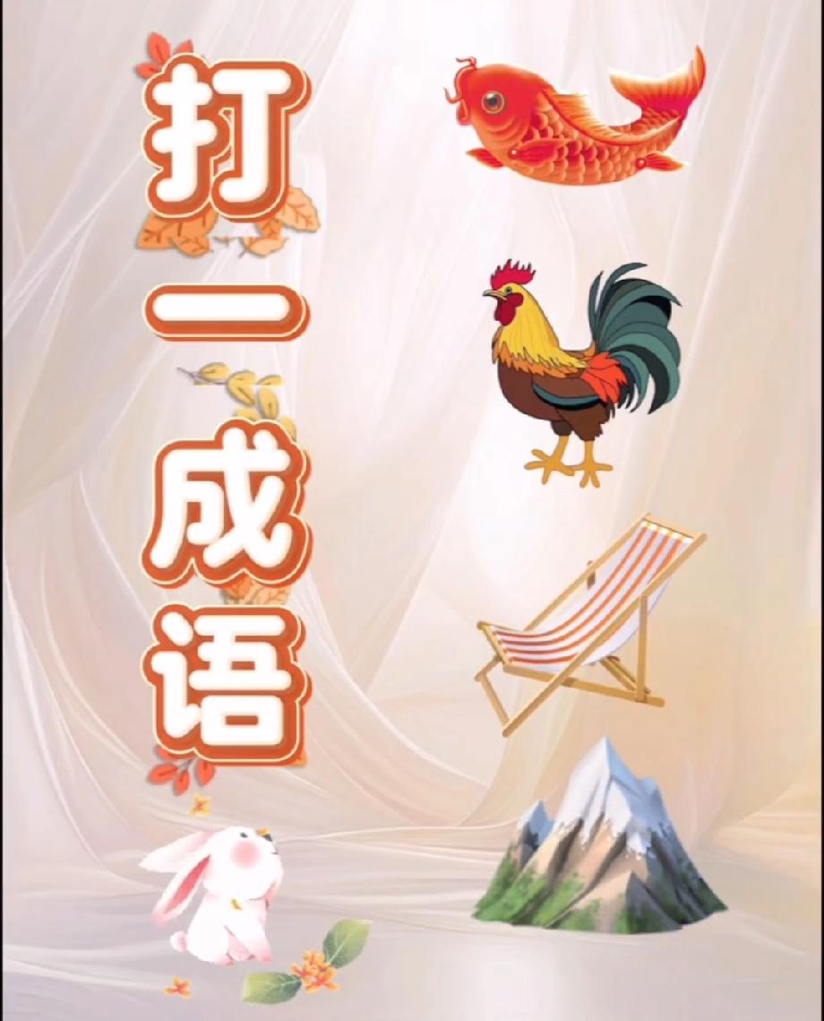 “锦鲤+公鸡+躺椅+大山”神组合！打一成语，学霸都得卡壳，你能秒答吗？评论区见分
