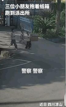 “自古英雄出少年”，6月20日，四川凉山，三个小娃娃合力抱着一个神秘的破旧大纸箱
