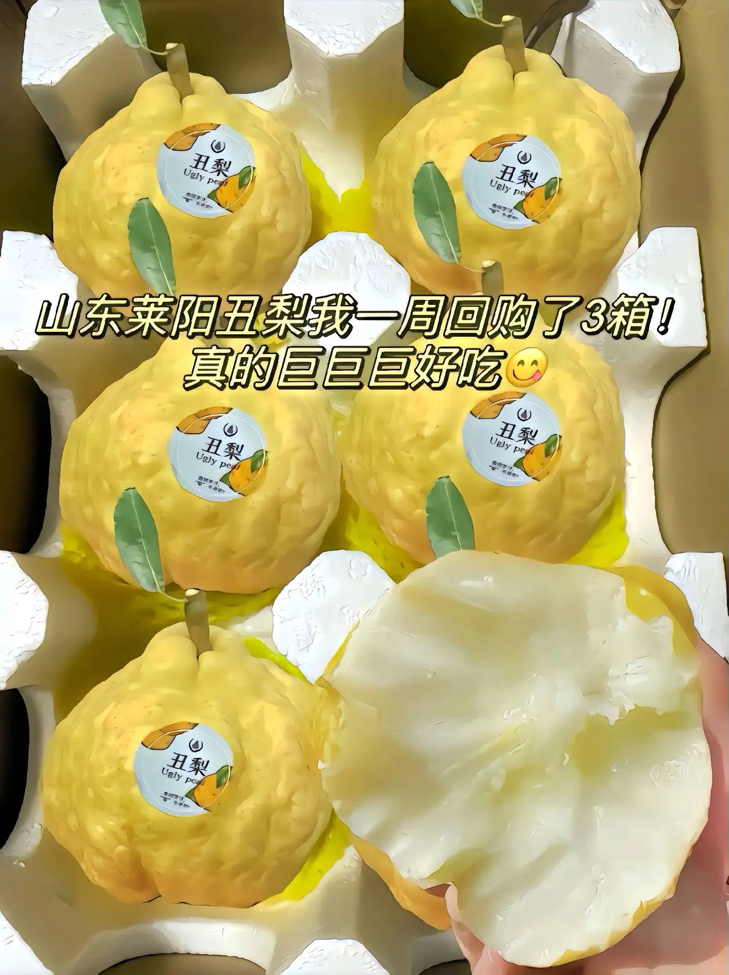 这还是我第一次吃丑梨，真的被它的口感惊艳到了！软糯糯的汁水多贼甜！真的...