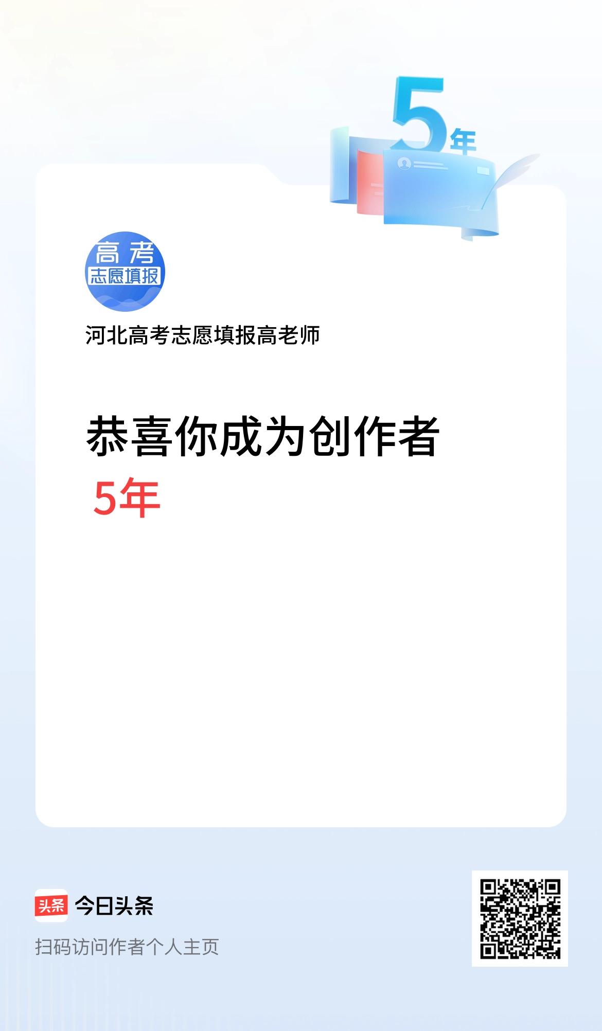 今天是我在头条成为创作者的第5年！