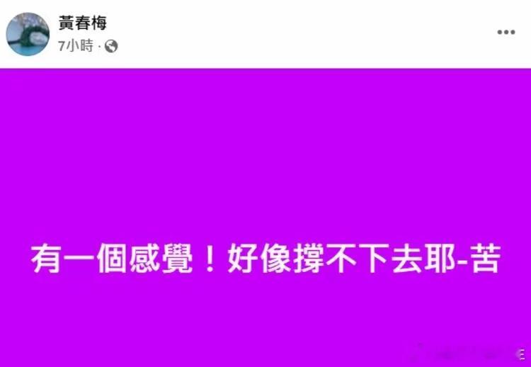 S妈凌晨发文好像撑不下去S妈再发文好像撑不下去 9日凌晨，S妈黄春梅发文：有一个