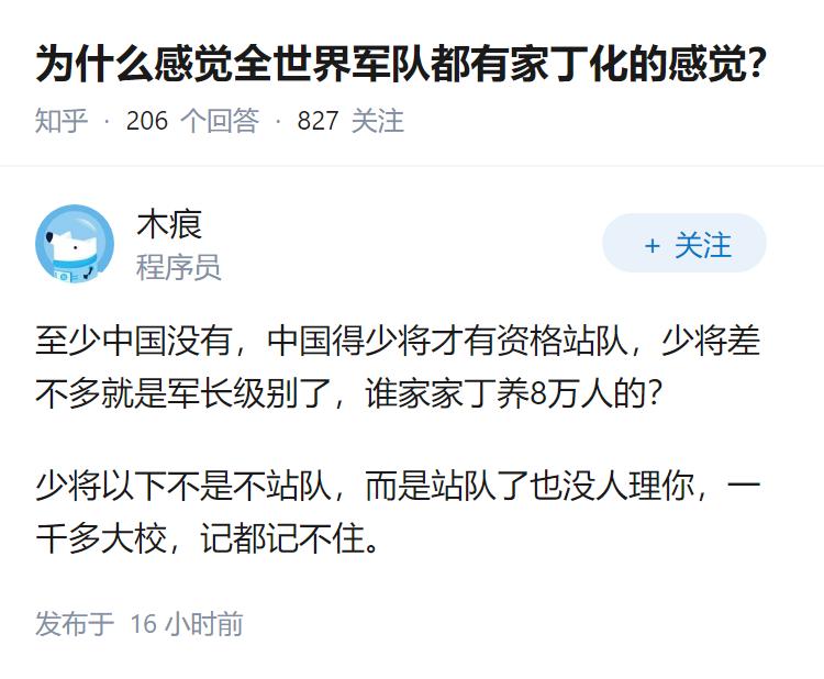 为什么感觉全世界军队都有家丁化的感觉？