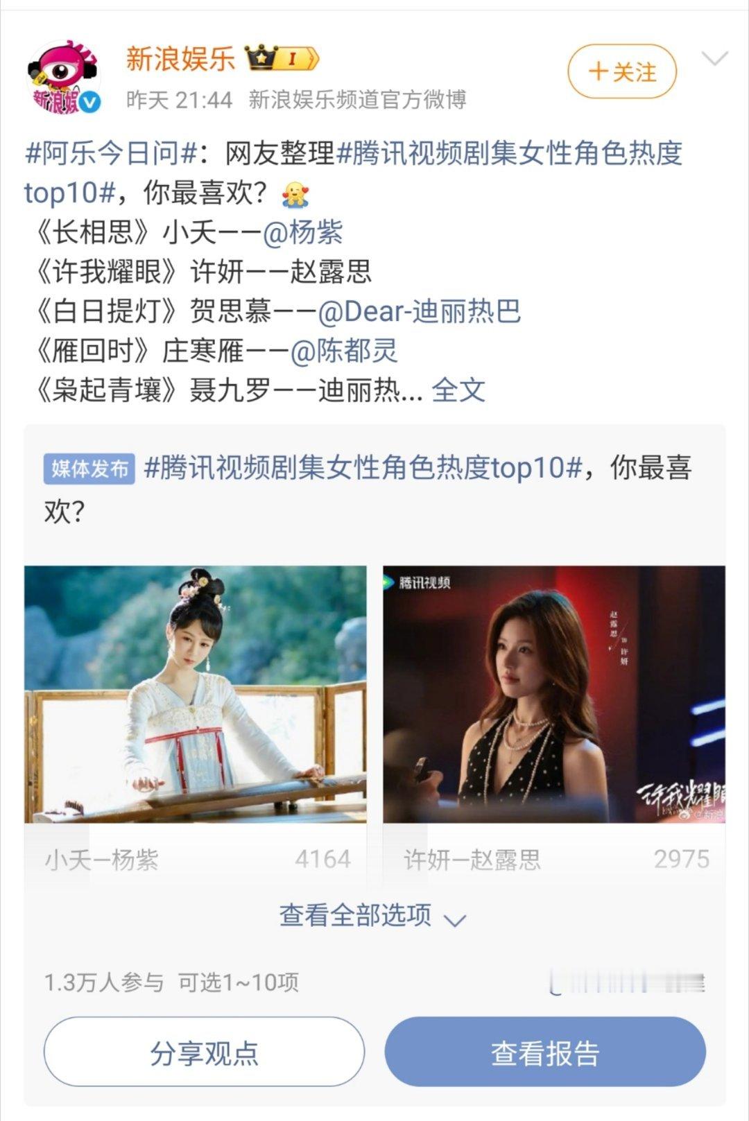 腾讯视频剧集女性角色热度TOP10才发现这个榜单里好多角色都是“一人千面”的类型