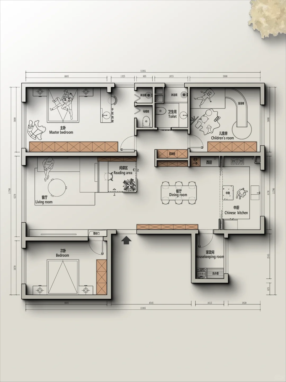 🍁户型改造丨内蒙古124m²四叶草户型优化