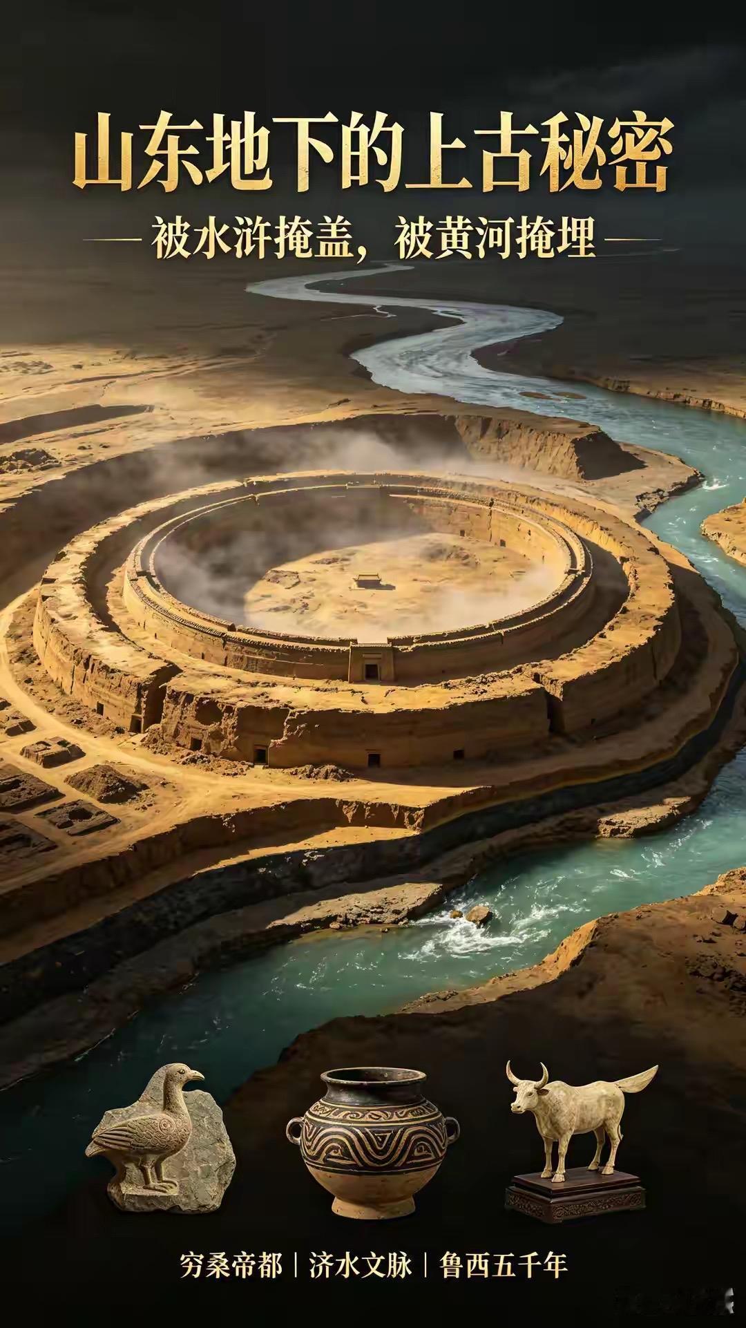 很多人只记得齐鲁大地的水浒侠风，却忽略了地底藏着的双重文明密码：黄河数次改道掩埋