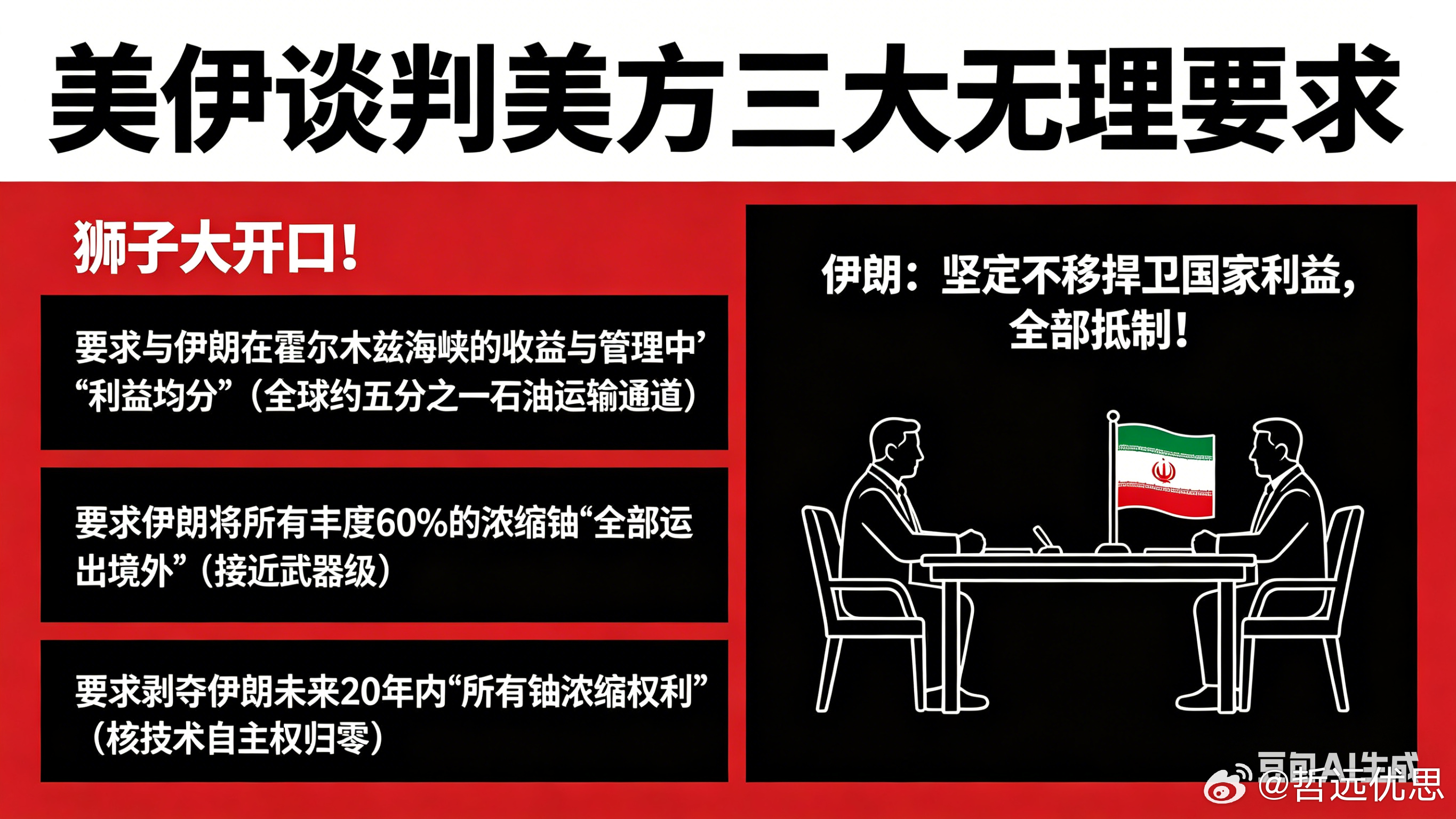 伊朗称抵制了美方三大无理要求伊朗曝美方要均分霍尔木兹收益狮子大开口！美方要求伊朗
