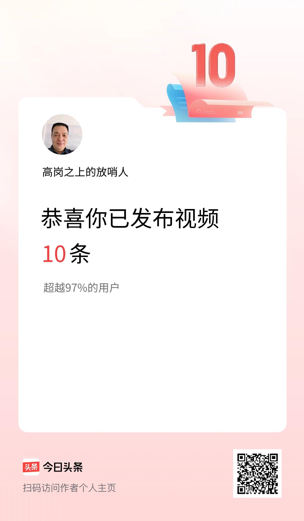 我在头条累计视频投稿10个
