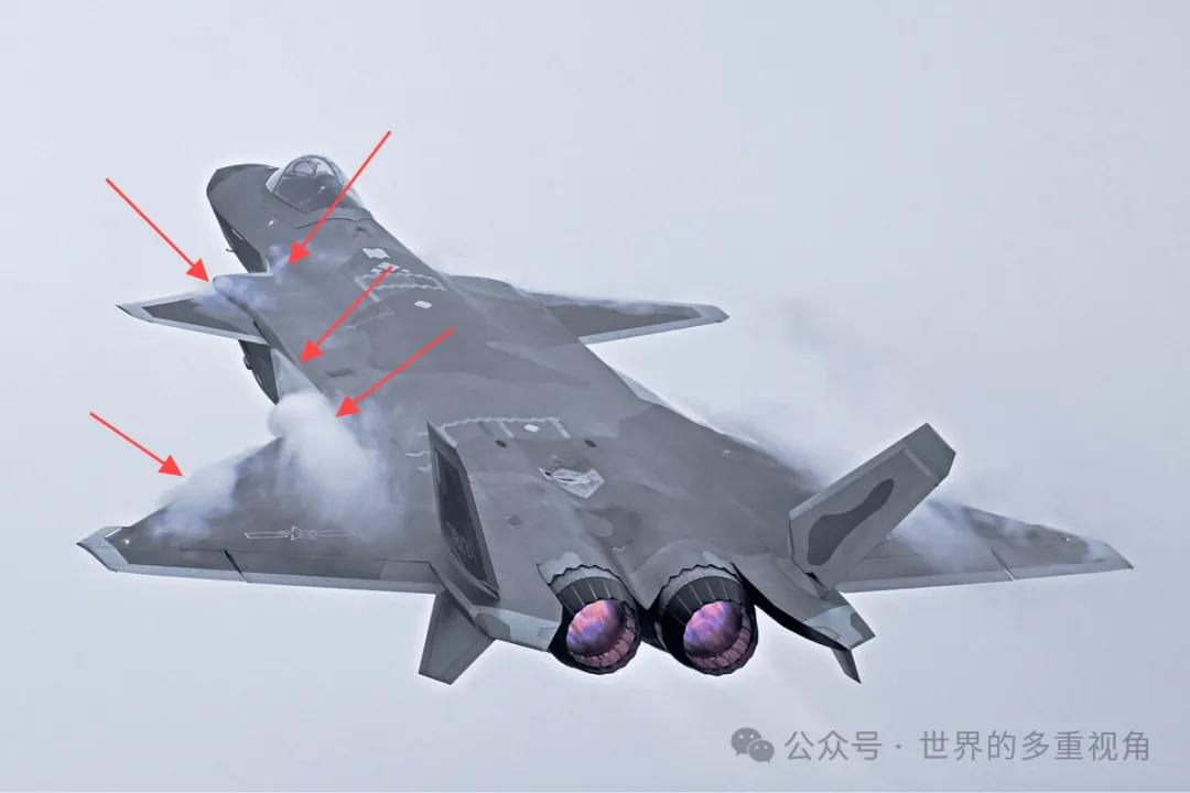 从这张图可以看出来，歼-20的涡流场特别复杂，这对飞控的要求很高