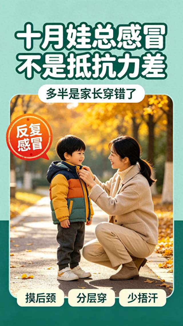 十月孩子总反复感冒，根源不是抵抗力，是家长穿错衣服