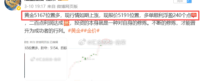 2026.3.10日周二操作记录总结！黄金5174位置空，在5167位置，空单止