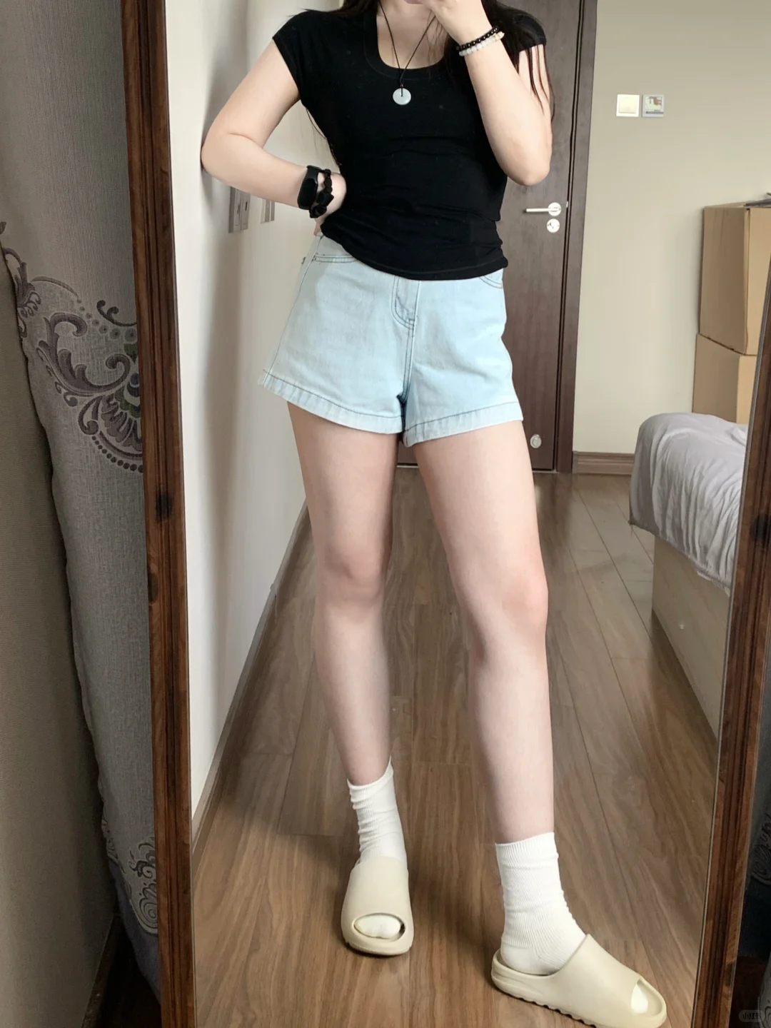 158/105微胖梨形买到今年最满意的牛仔短裤！