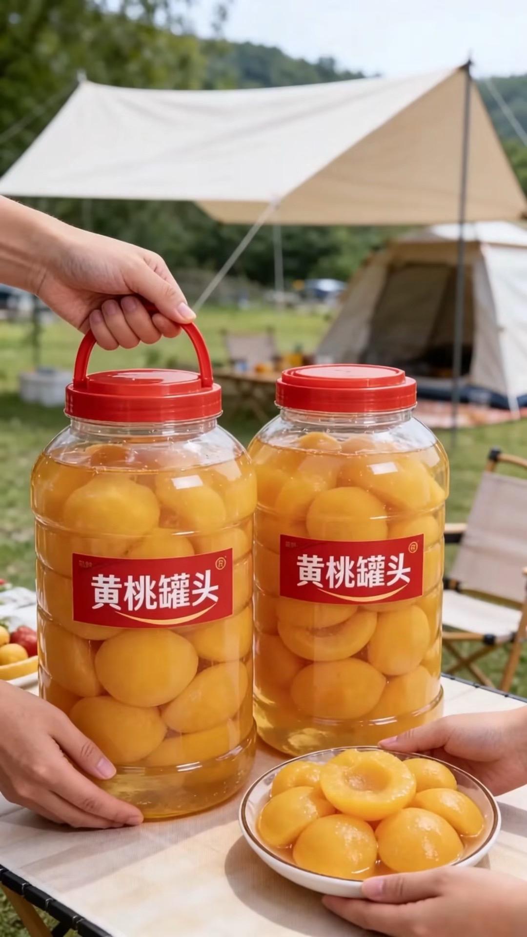脆嫩饱满的金黄桃肉，浸在清甜汤汁里，一口爆汁超满足！露营野餐、追剧解馋...