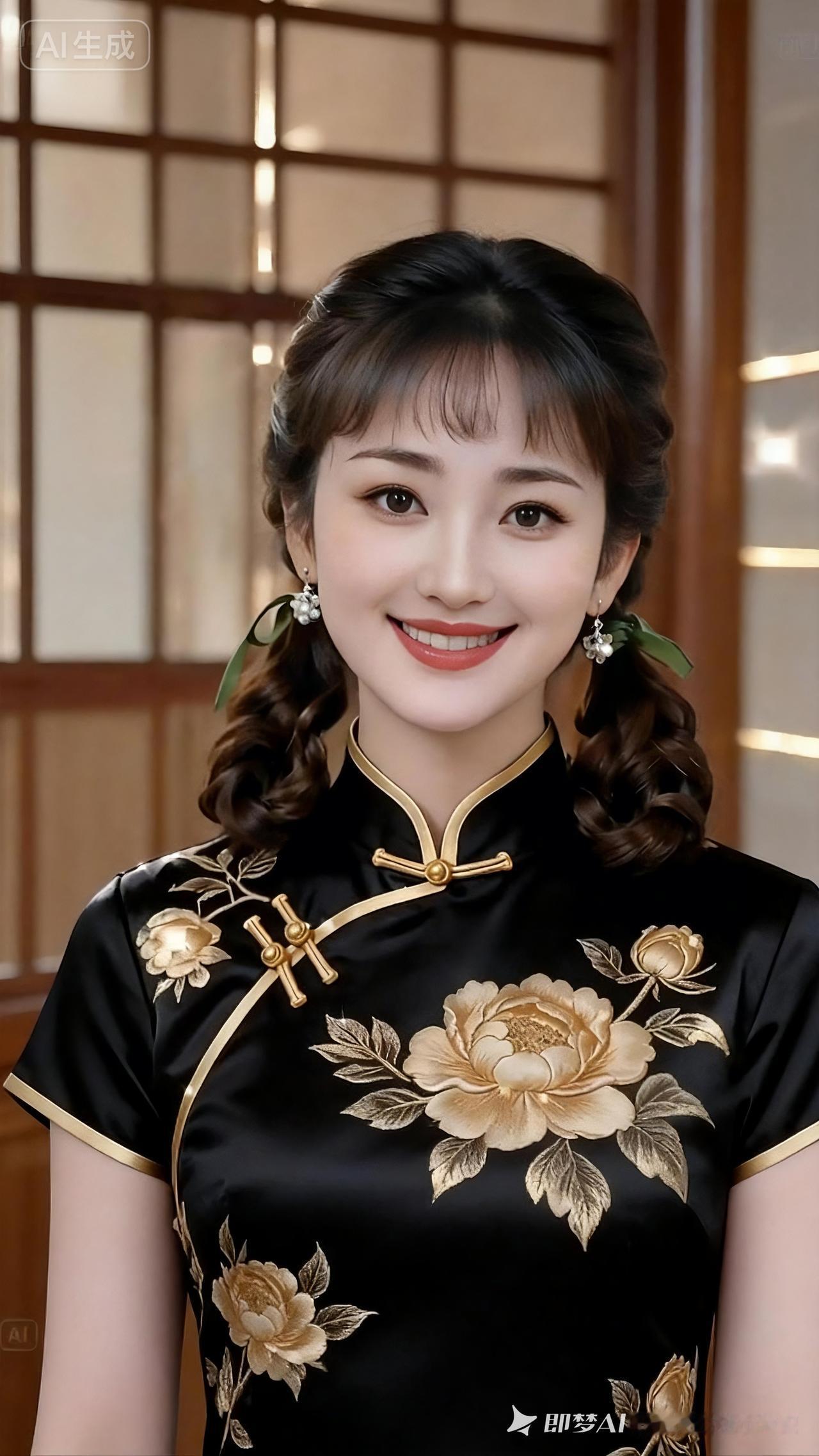 花枝招展美人笑，金钗玉簪映春光。