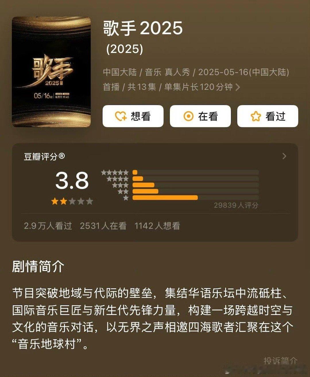 歌手开分3.8歌手豆瓣开分3.8歌手豆瓣开分3.8，哇，[挤眼][挤眼][挤眼]