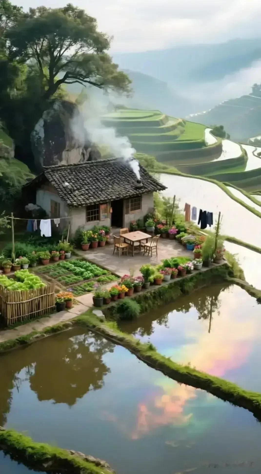 七律《村居怡怀》
 
四时烟火稻粱香，
粗盏清茶伴日常。
懒向浮名争短长，
不随