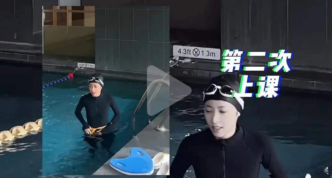 周雨彤原来学过游泳且曾在海域潜水，为了在节目上跟侯明昊卖cp也是豁出去了，真的是