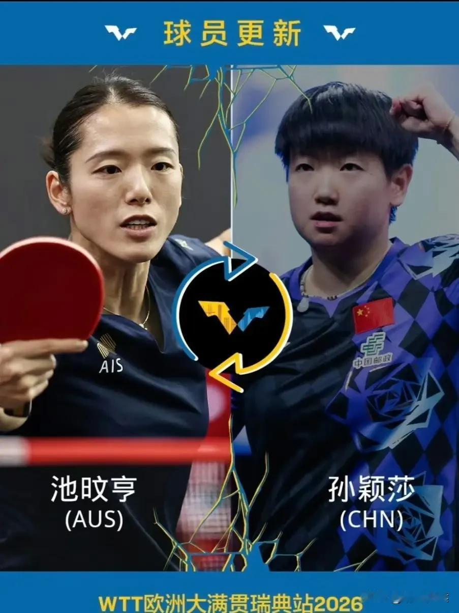 孙颖莎因伤退出WTT瑞典大满贯，她将连续缺席WTT横滨冠军赛、WTT瑞典大满贯和