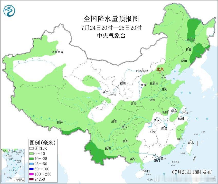 【强降雨】昨晚到今天，江南华南因为低空切变线叠加季风气流、东北华北等地因为两个高