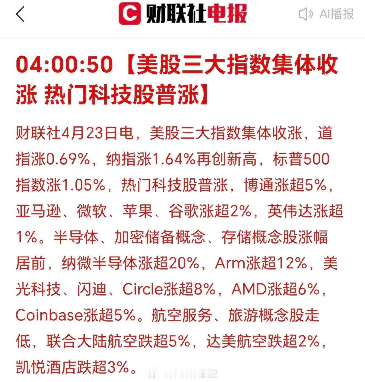 美国三大股指集体上涨！纳指再创新高！是美建国以来的新高！就几朵金花在拉，其他也分