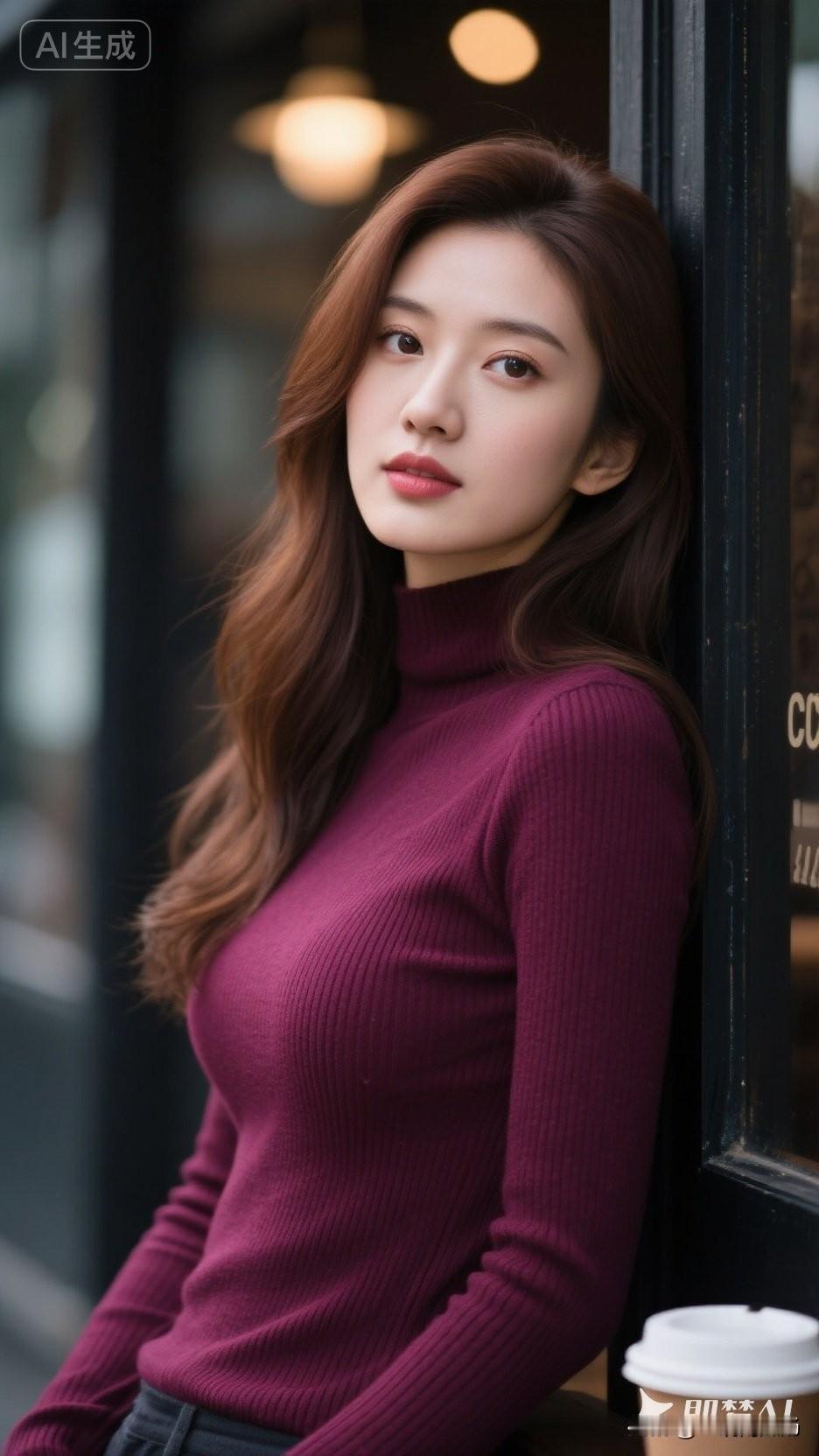 秋日暖阳下的咖啡时光，温柔红发美少女🍂☕️