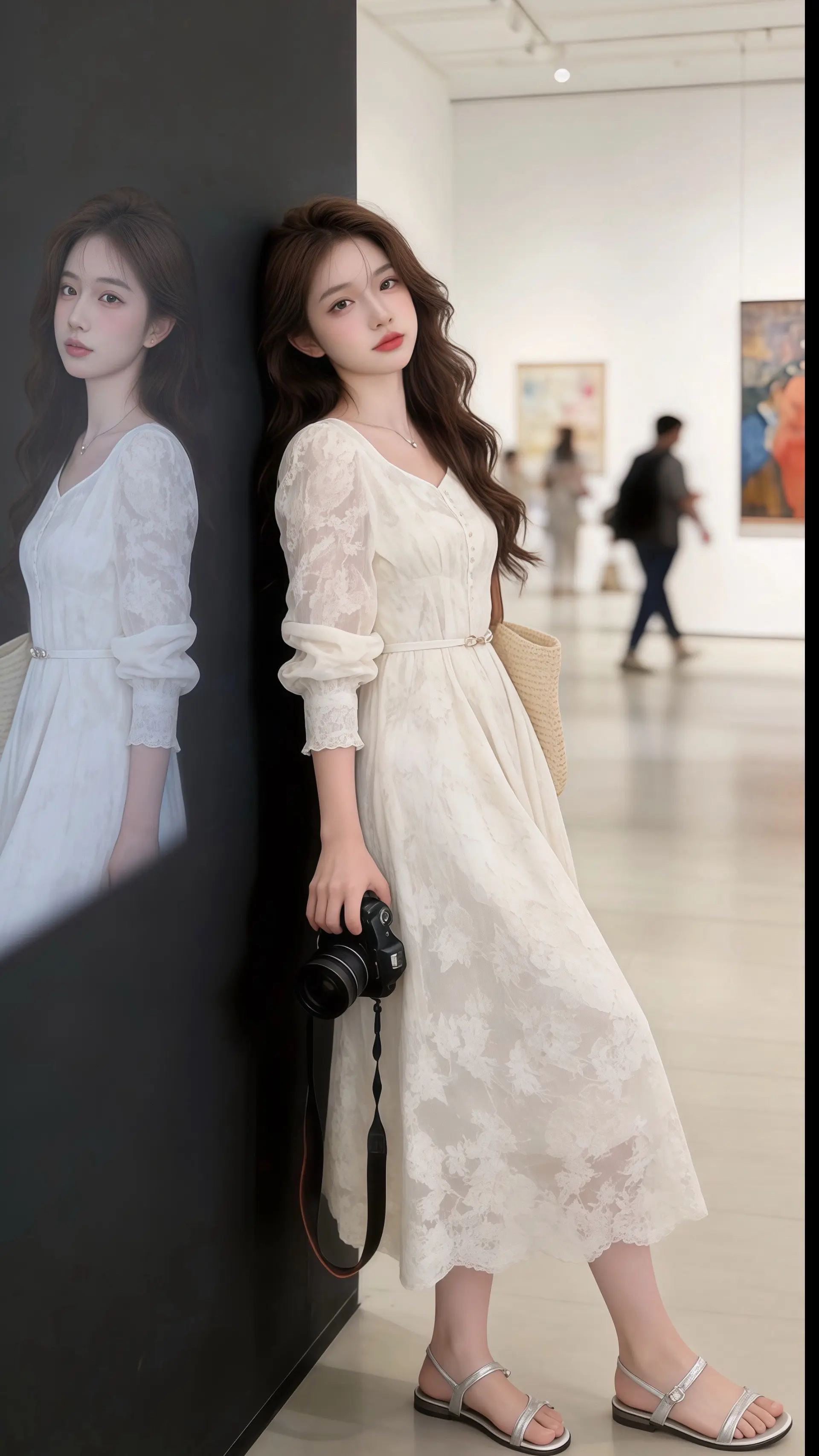 被易梦玲的中式美征服了法式鱼骨裙自带白月光滤镜姚安娜淡蓝色流光长裙造型...