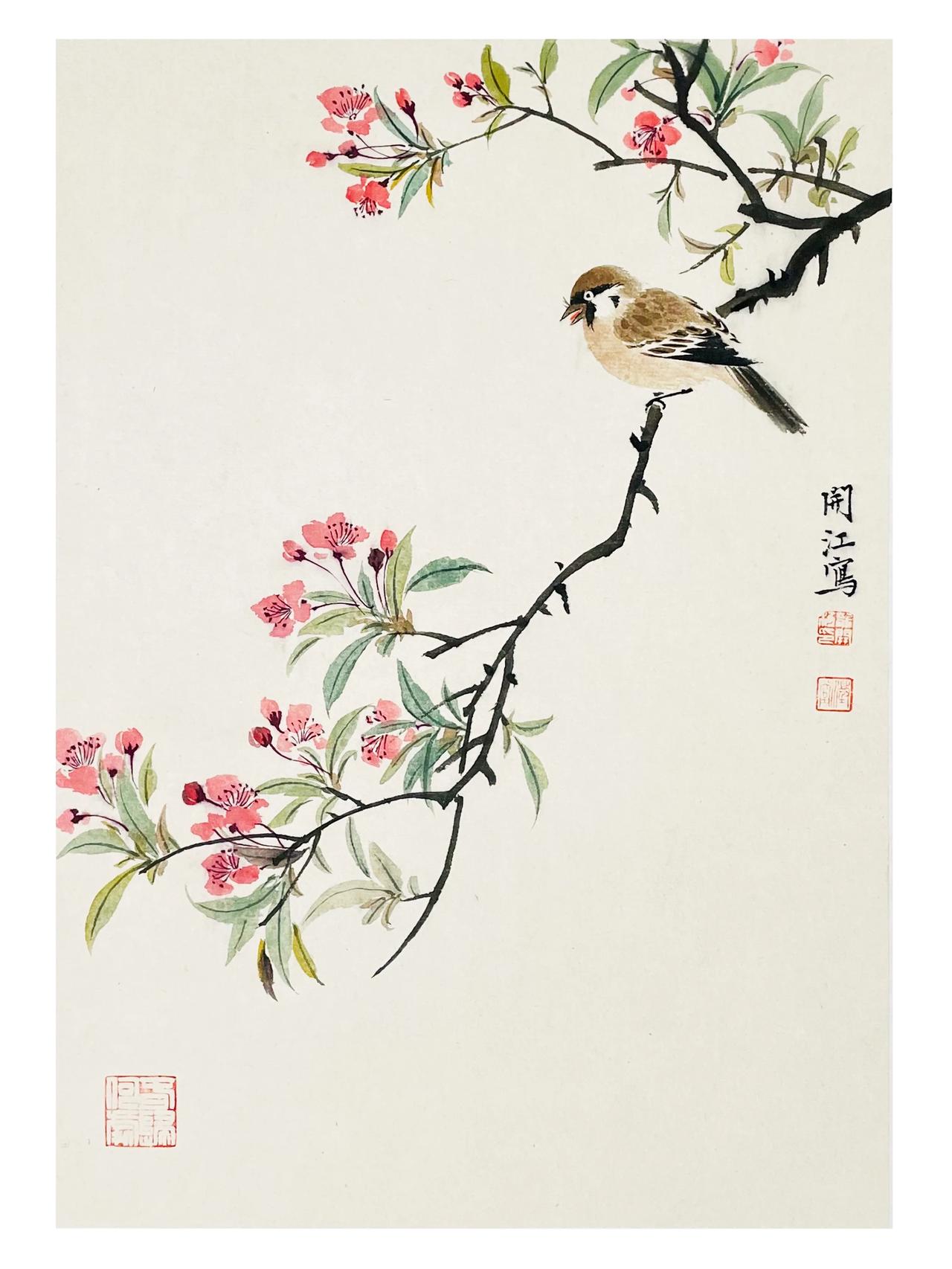 国画写意花鸟画心